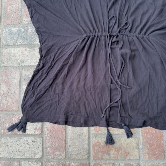 BCBG Paris Black Bikini Coverup Tie Front Size L - Picture 2 of 5